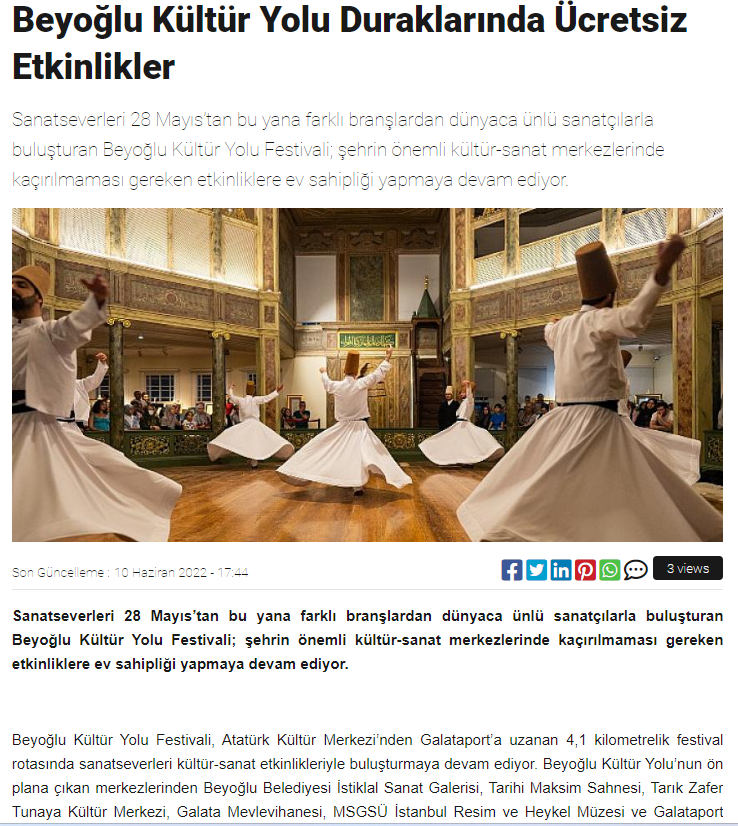 Beyoğlu Kültür Yolu Festivali Yarın Sona Erecek
